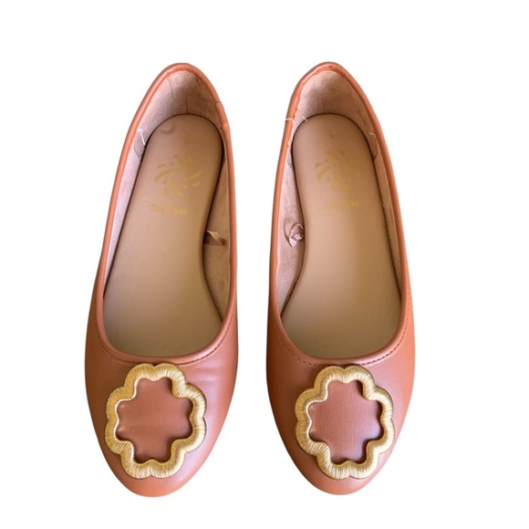 Sam & Libby Leather Flats Women’s Size 6 Brown Cognac Gold Accent NWOT - Picture 5 of 9